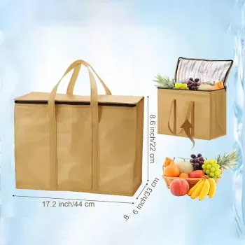 Large Insulated Reusable Grocery Bag: Collapsible Cooler Tote for Shopping