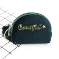 Beautiful style velvet embroidered semicircle coin purse