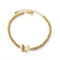 Brazalete de cuentas Titanium Steel Butterfly Cadena de oro simple