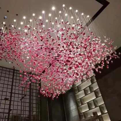 Custom Luxury Stone Murano Glass Chandelier for Hotel Sales Department