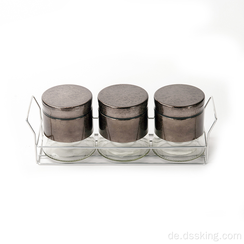 800 ml Schwarzglas Tank dreiteiliger Lagertank mit Regalglas Lebensmittel luftdichtem Kanister Küchenlagerglas