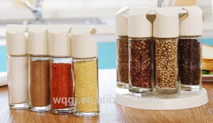 8PCS Magnetic Spice Rack Set Rotary Condiment Seasoning Bottles Rack Plastic Rotating Seasoning Spices Cooking Tools