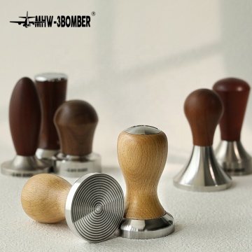 Customized China Coffee Tamper 58mm - Wood Handle Stainless Steel Espresso Tamper