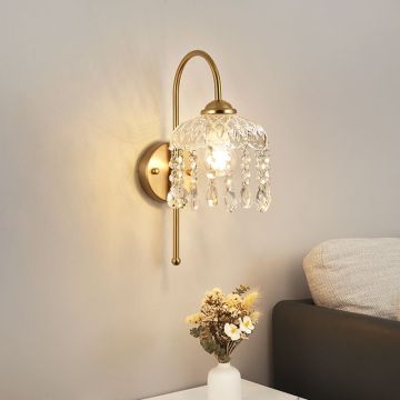 Postmodern Golden Crystal Bedroom Wall Lamp