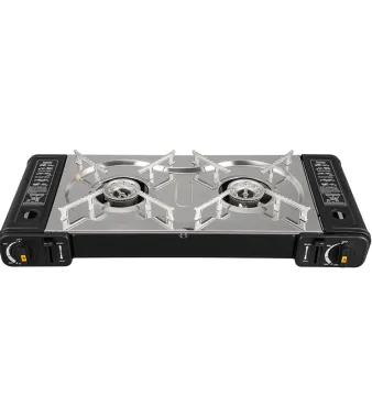 Car RV Camping & Hiking Outdoor Butane Dual-head Stainless Steel Gas Stove