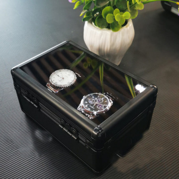 Elegant Black Transparent Cover with Aluminum Alloy: A Stylish Watch Display Case