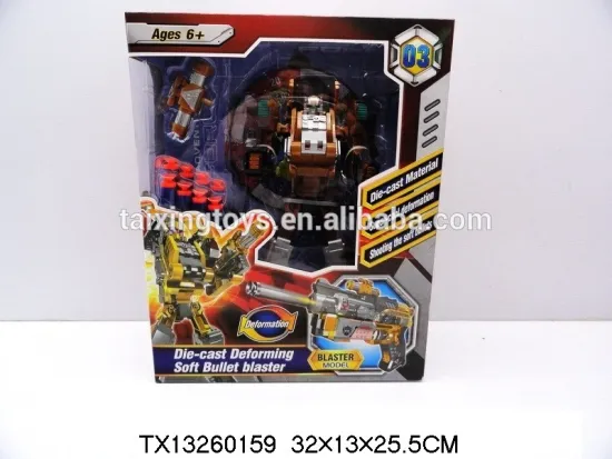 Hot Sell Wholesale Price Children Die-cast Deforming soft bullet blaster robot
