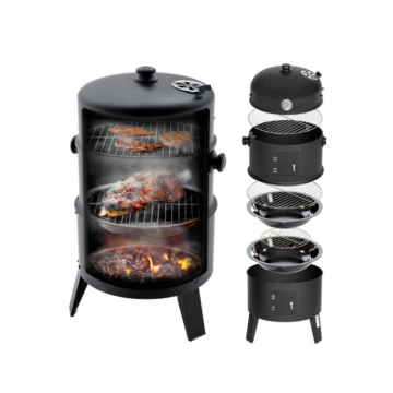Portable Barrel Vertical 3 In 1 Charcoal Smoker BBQ Charcoal Grill Barbecue Grill Smoker