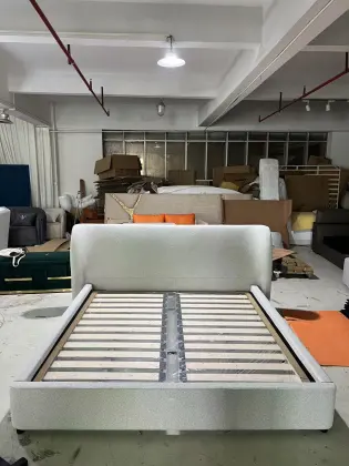 Modern Grey Bed Frame with Curved Design