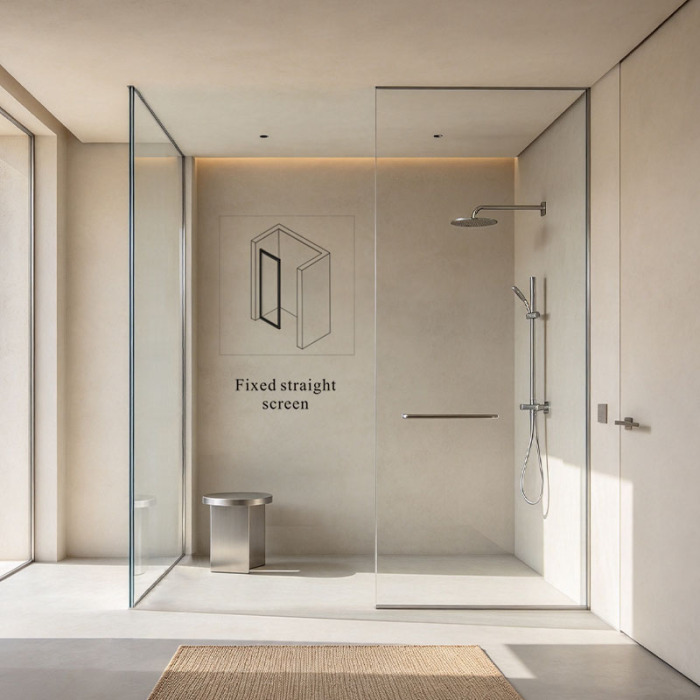 Écran de douche fixe sans cadre en acier inoxydable 304