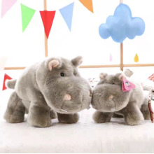 Pink gray baby hippo plush toy