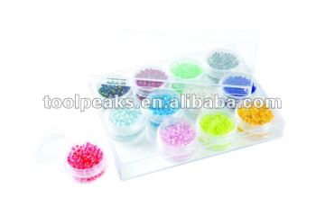 Jewelry plastic bead box Clear Rectangle Acrylic Box With 12 Scrw-top Vials