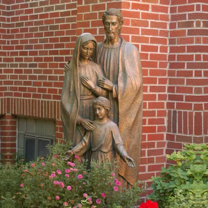 Garden home decoration life size religious bronze holy christian family figurines statue