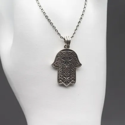 Real 925 Sterling Silver Pendant Necklace - Men's Thai Silver Retro Old Punk Jewelry