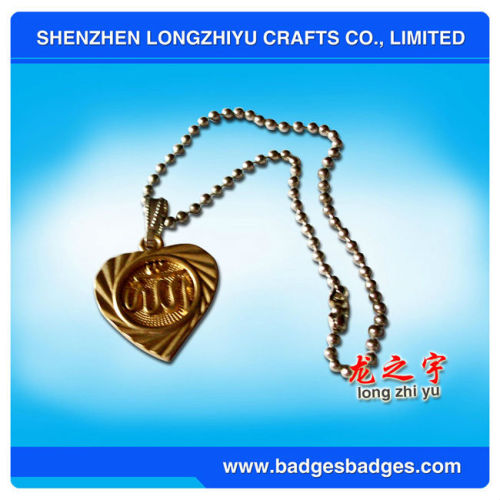 3D Heart Shape Golden Pendant Stamping Dog Tag