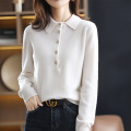 Simple Solid Color Sweatshirt with Half Button Lapel