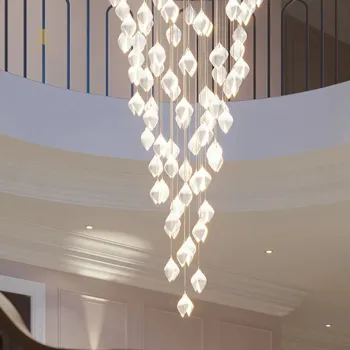 Petal creative chandelier light luxury long crystal chandelier ceiling decoration chandelier