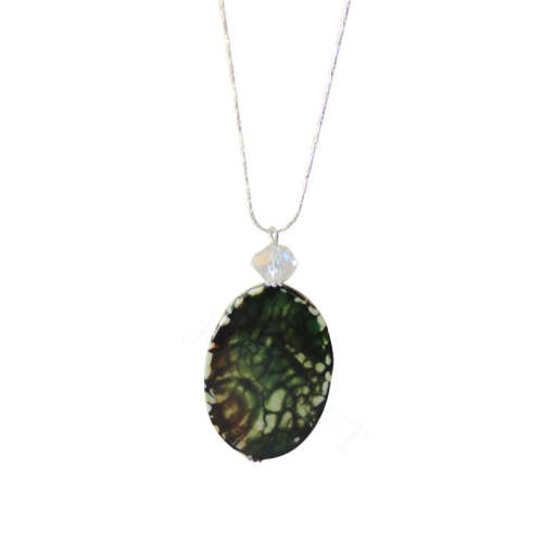 Natural Gemstone Agate Necklace with Silver Chain