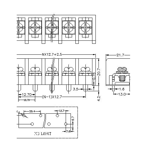 AT869-12.7XXX-A Barrier Terminal Block Pitch 12.7mm