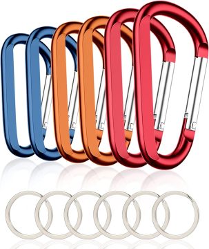 Feistel Carabiner Clip 6pcs wielokolorowy 3-calowy duży aluminiowy brelok pierścieniowy