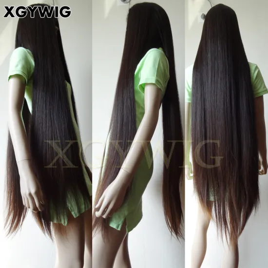 100% Virgin Unprocessed Brazilian Human Hair Full Lace Wig, 40 Inch, Natural Silky Straight, Medium Cap Size, No Glue Required