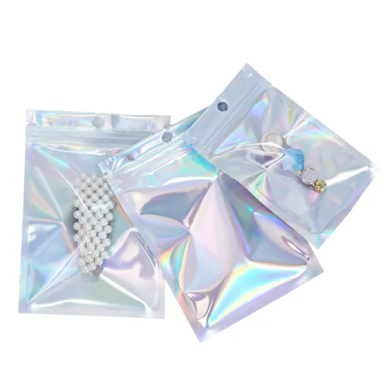 Small Holographic Bags for Swimwear: Plain Plastic Zipper Packing Cloth Bags