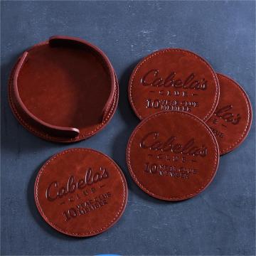 Custom Logo Irregular PU Leather Pot Mad Coffee Cup Drink Coasters Wholesale for Weddings