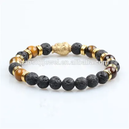 lava stone bracelet natural stone bead bracelet gold buddha bracelet for men