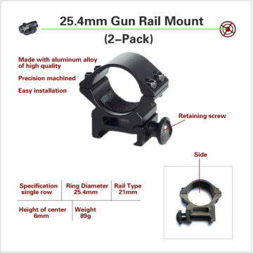 military Tactical laser night Training 25.4mm Gun Rail Mount (2-Pack)
