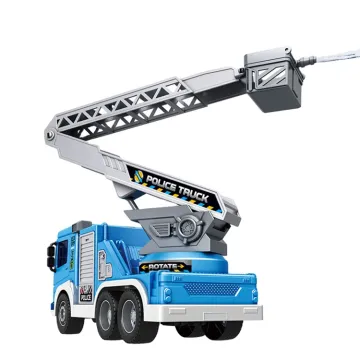 Friction-Powered Fire Car Toy: Rescue Vehicle with Retractable Rescue Ladder and Light & Sound Effects