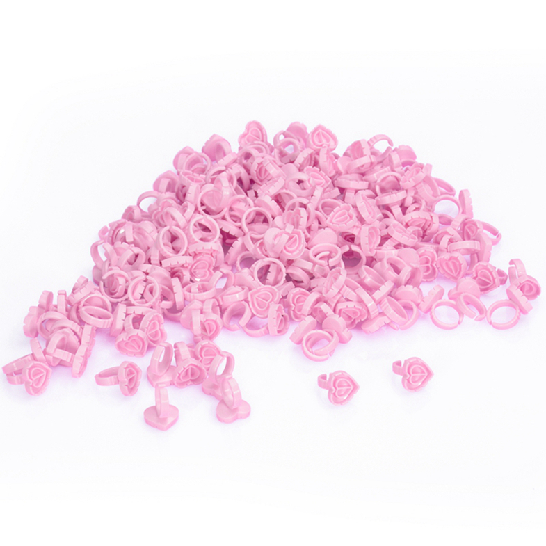 100 Pieces Cute Heart-Shaped Disposable Eyelash Glue Rings