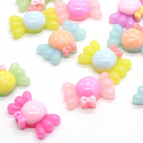 24mm dos plat résine Cabochon Kawaii bonbons Figurine Slime charme embellissements Scrapbook bricolage accessoires boutons