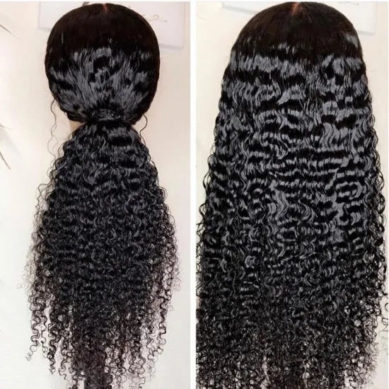 150%Density 4x4 Deep Curly Lace Closure Human Hair Wig, 100% unprocessed Virgin Human Hair Lace Front Wigs for Black Women