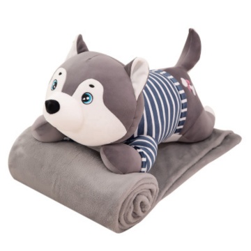Super Soft Stuffed Plush Baby Toy: Cartoon Husky Dog Cushion on Mat