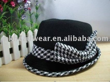 Fashion wolen female fedora hat with bow band