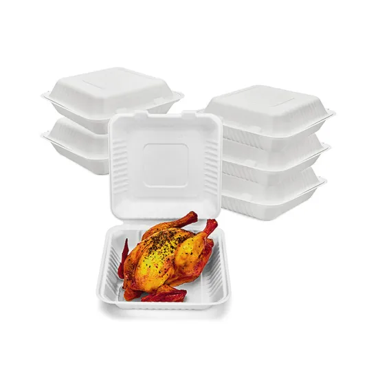 Disposable Biodegradable Taper Bagasse clamshell Box