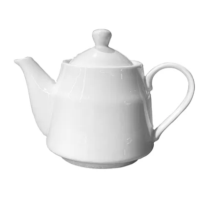 White Porcelain Teapot with Logo for Coffee Shop and Hotel