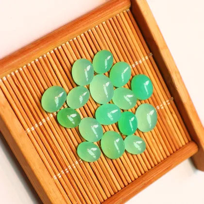 AAA Australian Jade Green Chalcedony Egg Shaped Cabochons