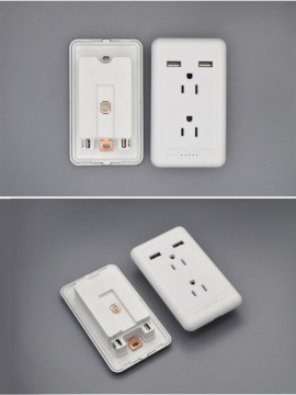 Hot Sale White Doubls Us USB Wall Socket with 3pin us type