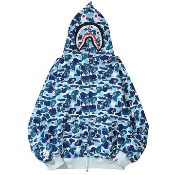 Custom Men's Heavy Weight Camo Print Embroidery Cotton Full Face Zip Hoodie - Plus Size Unisex