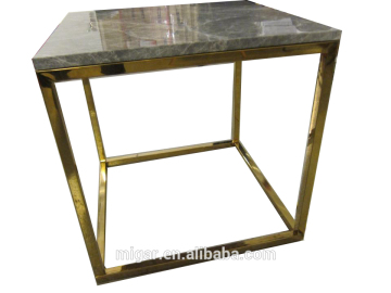 Real marble table with chromed glod metal frame