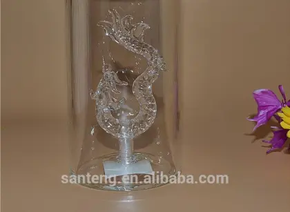 Borosilicate glass bottle, Built-in flying dragon straight 250 ml glass bottle