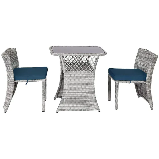 Indoor/Outdoor Rattan Furniture Garden Patio Set with Steel Frame and Mini Child Table and Chairs