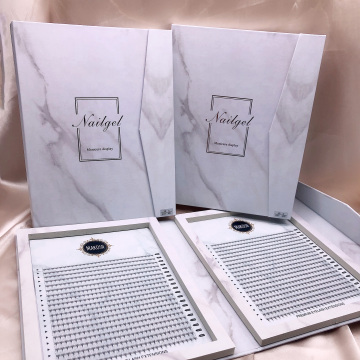 Matte Black XXL Tray 40 Line Mega Volume Promades Fan Heat Bonded Short Stem Lashes with Custom Packaging