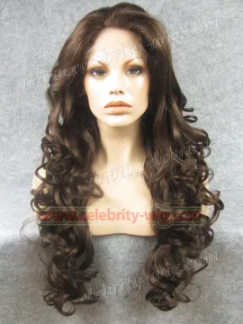 Kim Kardashian Long Wavy Chestnut Brown Synthetic Lace Front Wig