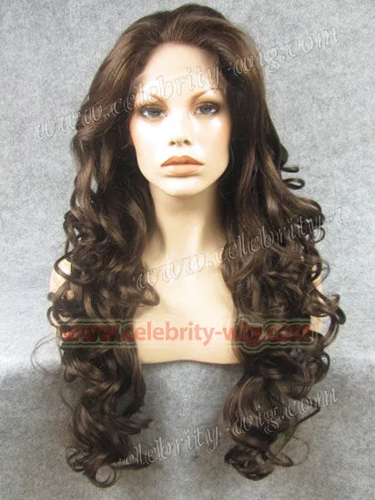 Kim Kardashian Long Wavy Chestnut Brown Synthetic Lace Front Wig