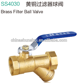 Forged NPT BSP Male Female Brass Filter Ball valve/ Brass Y strainer ball valve SS4030 copper washing
