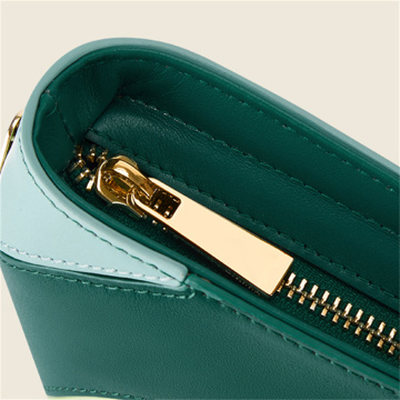 Unique Design Green Leather Fan-shaped Handbag