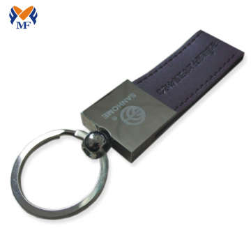 Custom black leather keychain with logo