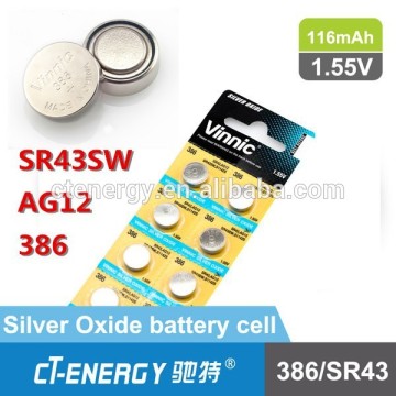 386 silver oxide button cell watch battery replacement for SR43 /SR43SW